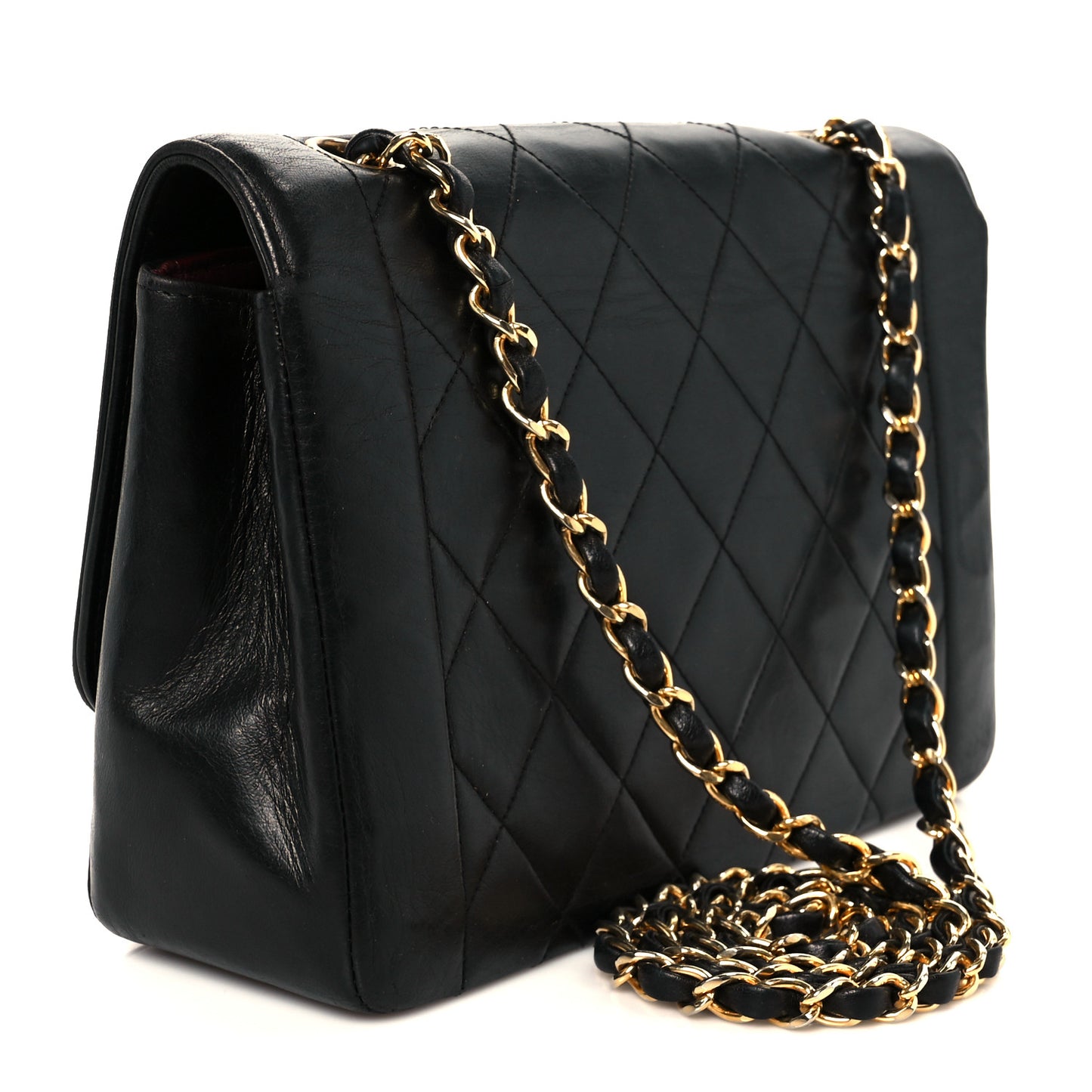 Lambskin Quilted Medium Single Flap Black
