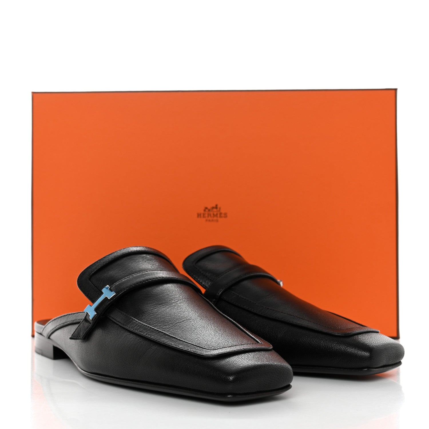 Hermes Goatskin Groupie Mules 38.5 Black 9 of 9
