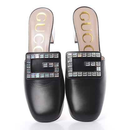 Gucci Malaga Kid Crystal Square G Madelyn Mules 36 Black 5 of 9