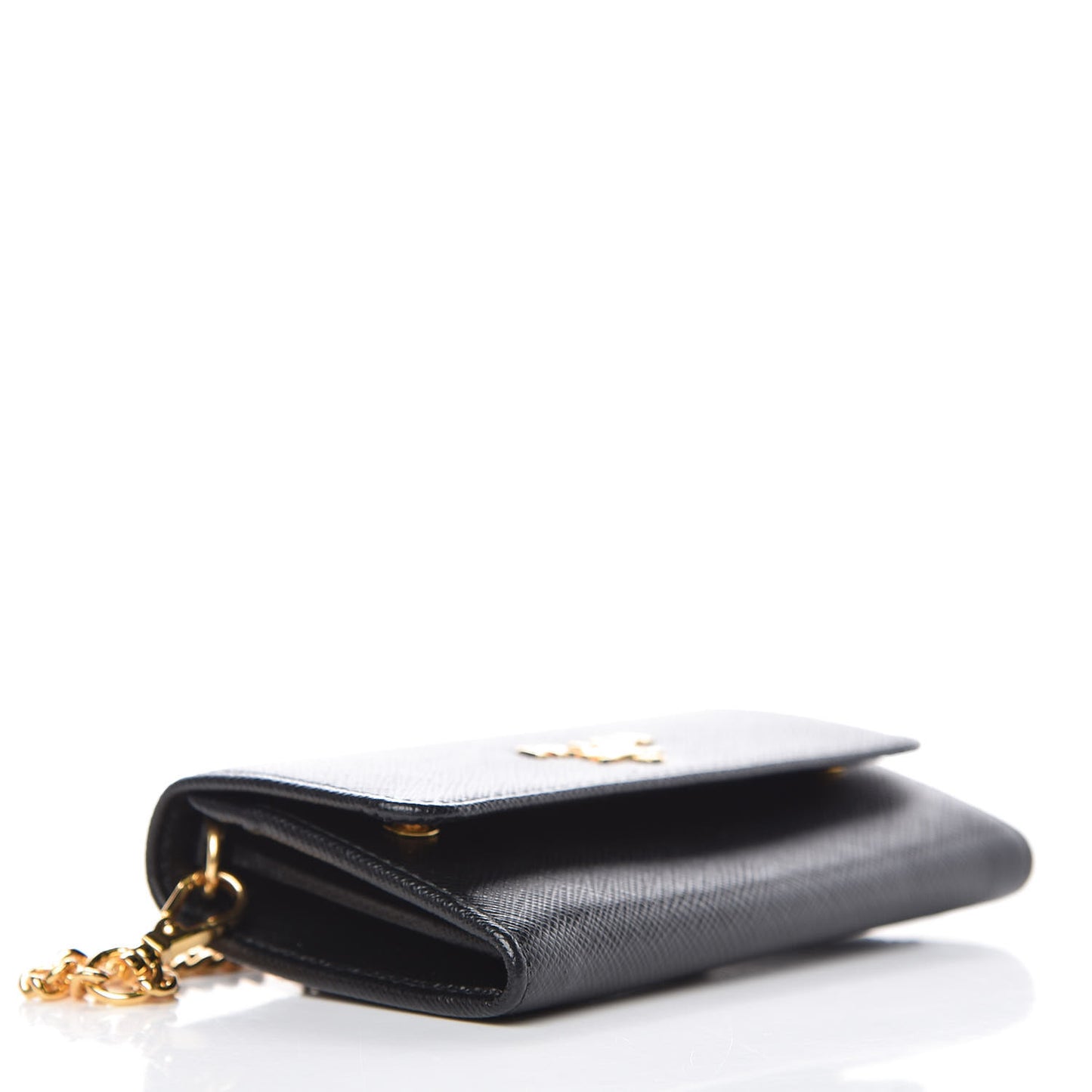 Saffiano Metal Oro Chain Wallet Black