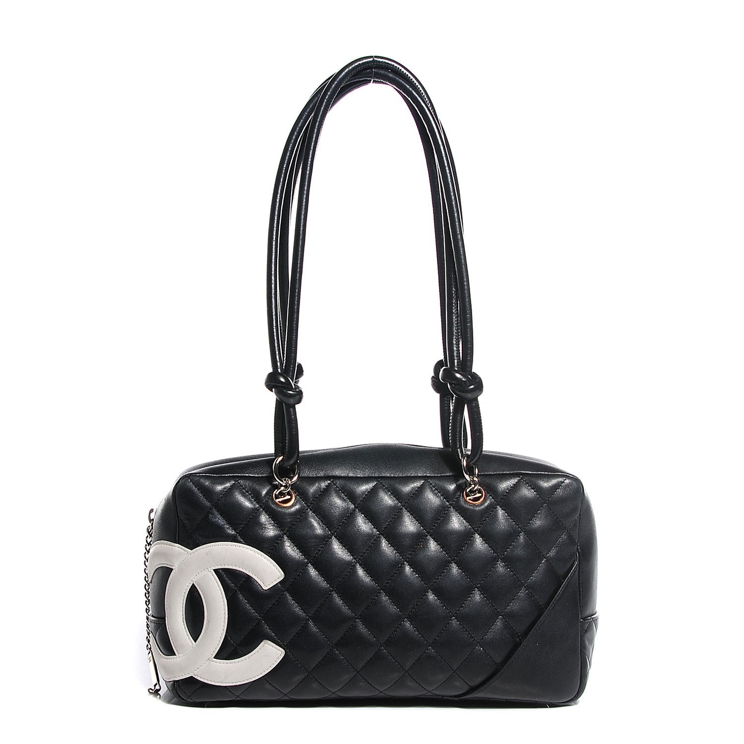 Chanel Calfskin Quilted Large Cambon Bowler Black White 1 of 8