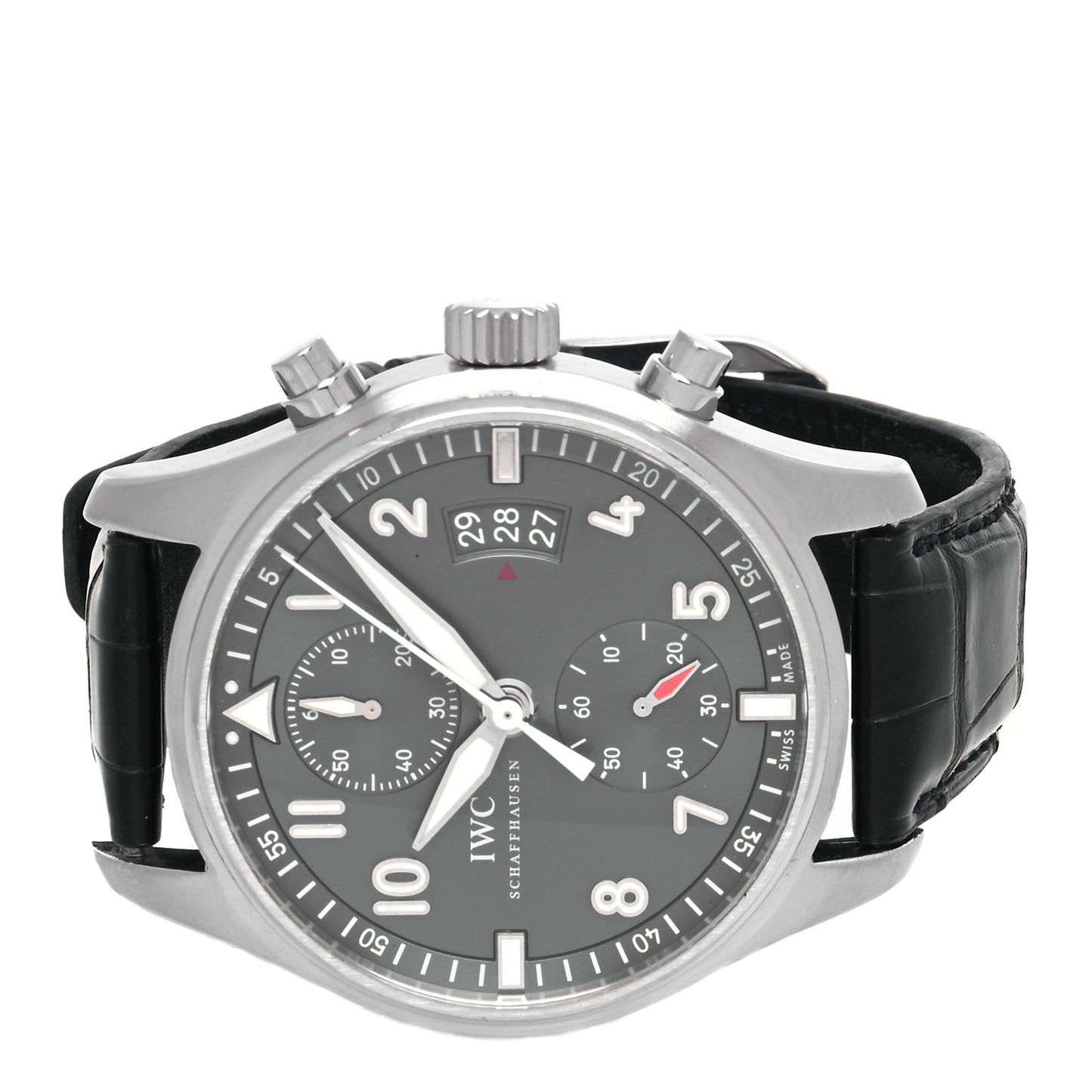 Stainless Steel Alligator 43mm Spitfire Chronograph Automatic Watch Slate IW387802