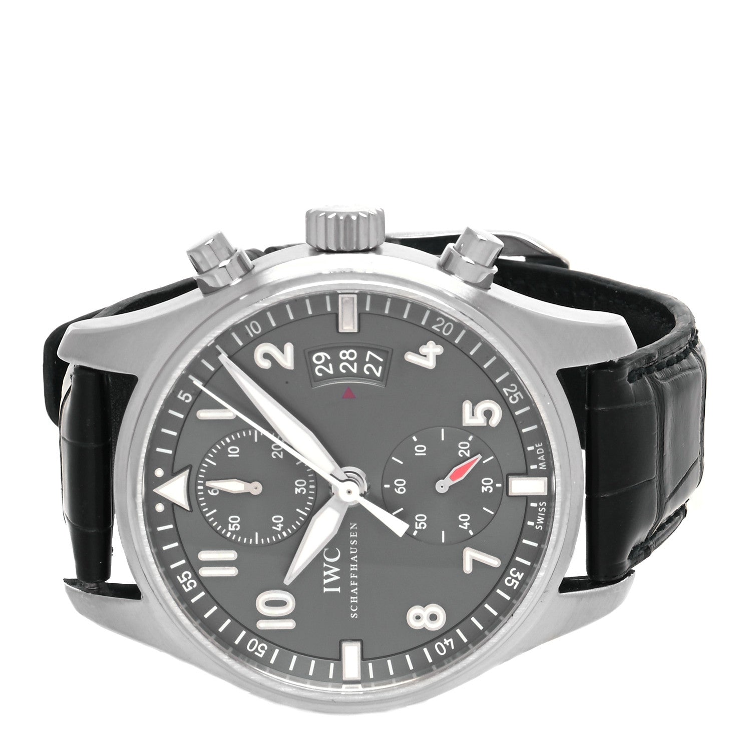 IWC Stainless Steel Alligator 43mm Spitfire Chronograph Automatic Watch Slate IW387802 2 of 4