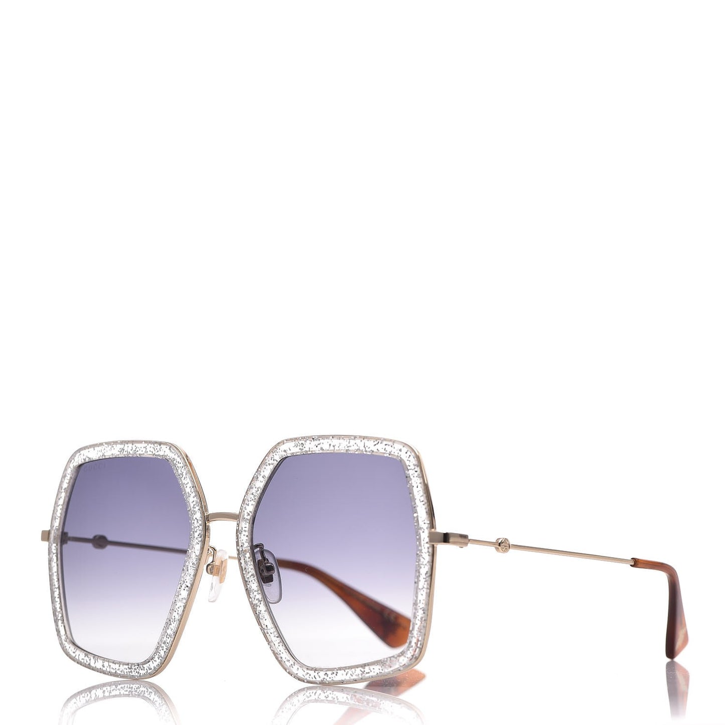 Glitter Acetate Oversize Square Frame Sunglasses GG0106S Silver