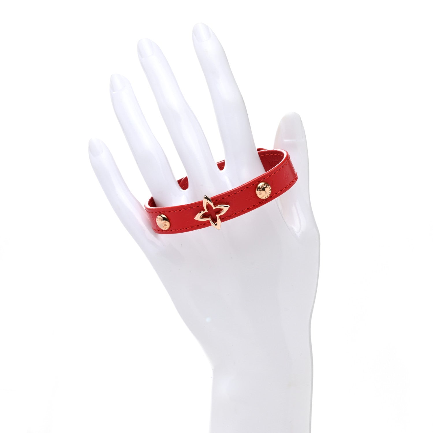 Louis Vuitton Calfskin Monogram Blooming Bracelet 19 Red 2 of 6