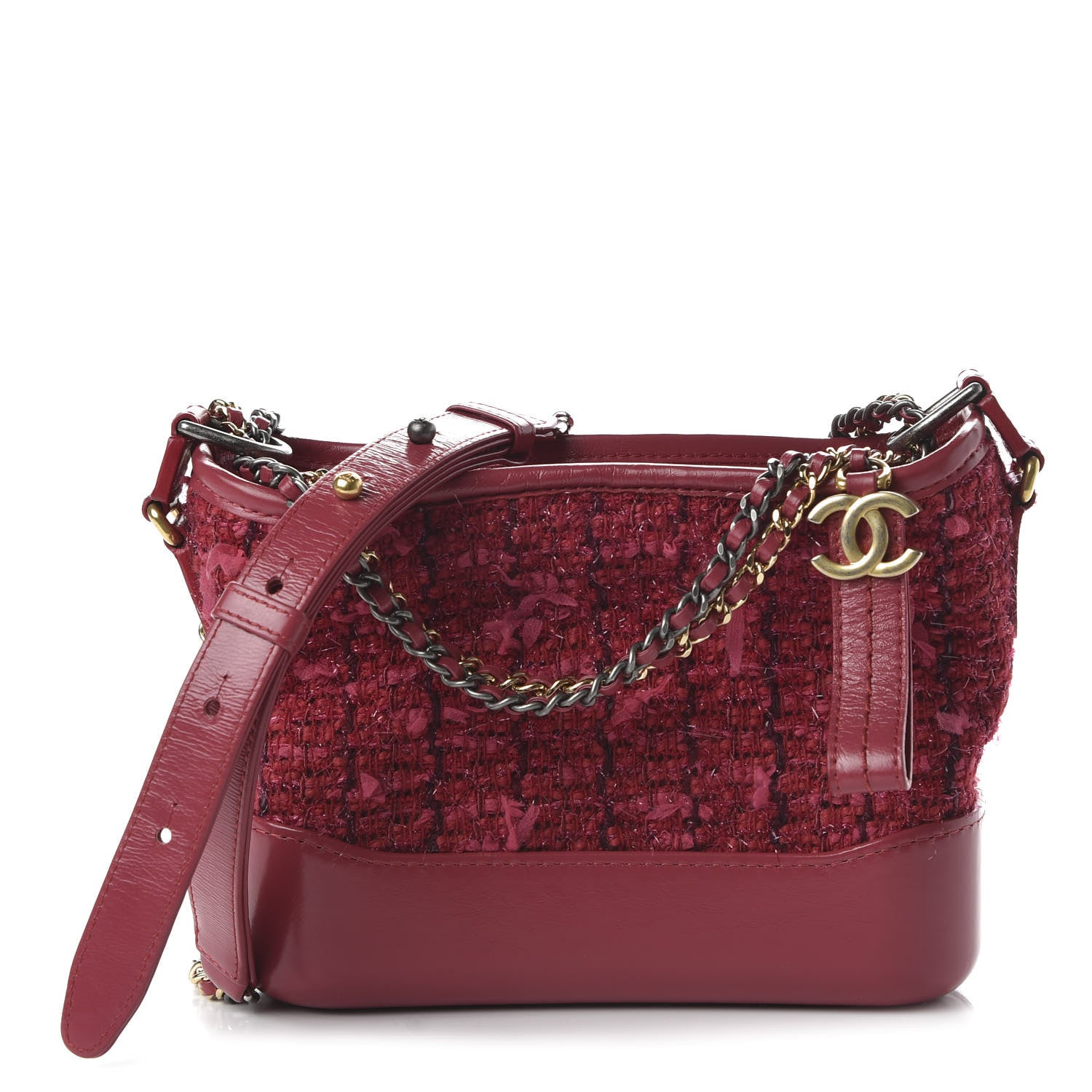 Chanel Tweed Calfskin Small Gabrielle Hobo Pink 1 of 9