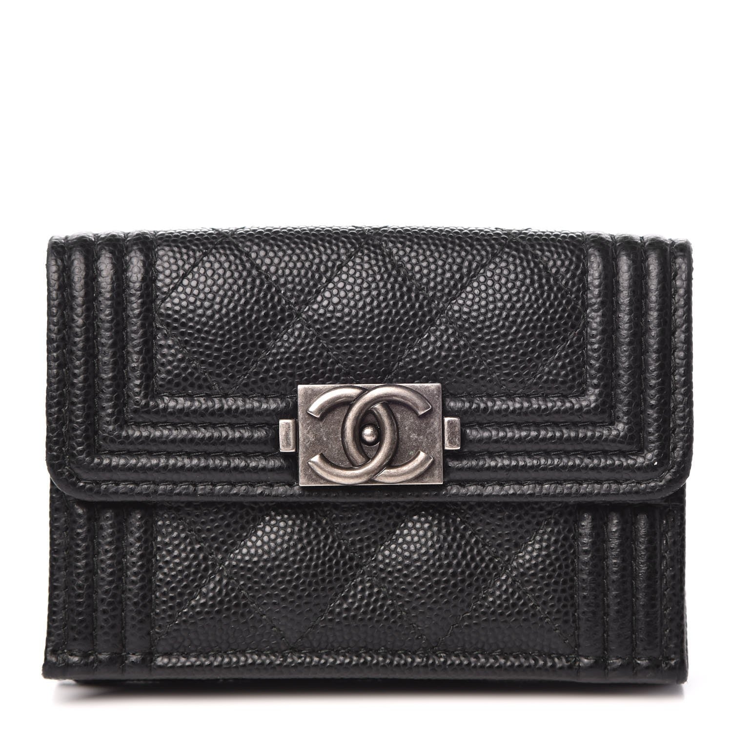 Chanel Caviar Quilted Small Boy Flap Wallet Black 1 of 9