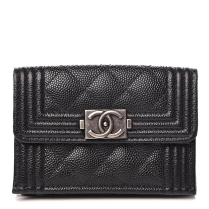 Chanel Caviar Quilted Small Boy Flap Wallet Black 1 of 9
