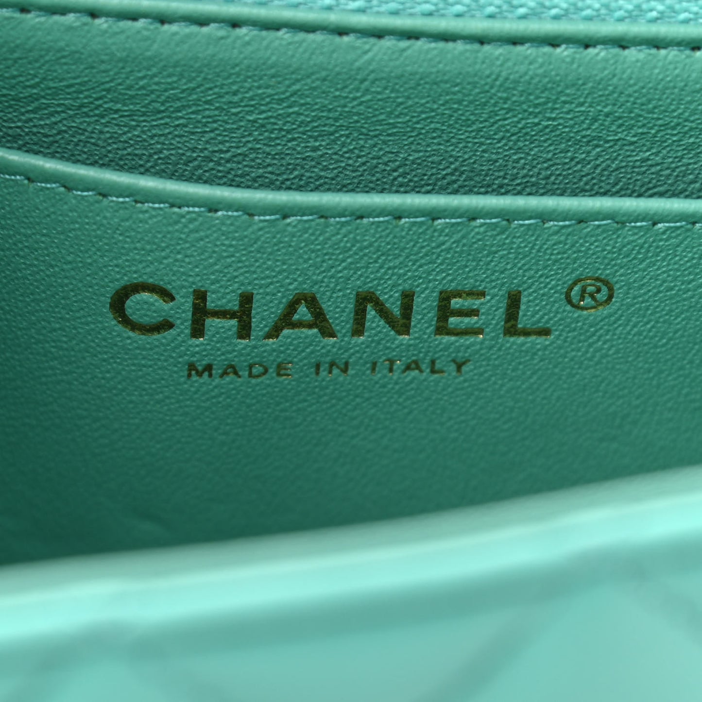 Lambskin Quilted Mini Rectangular Flap Green