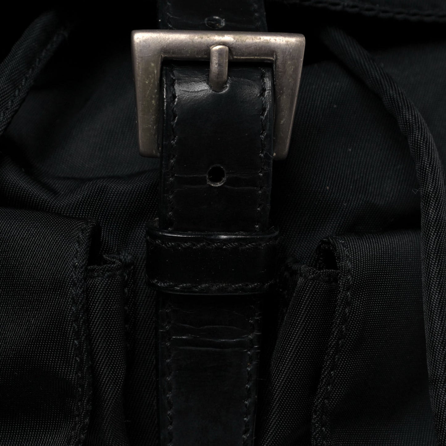 Nylon Vela Double Buckle Backpack Black