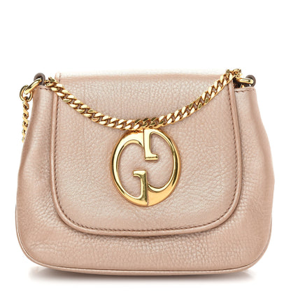 Gucci Pebbled Calfskin Small 1973 Chain Shoulder Bag Champagne 1 of 9