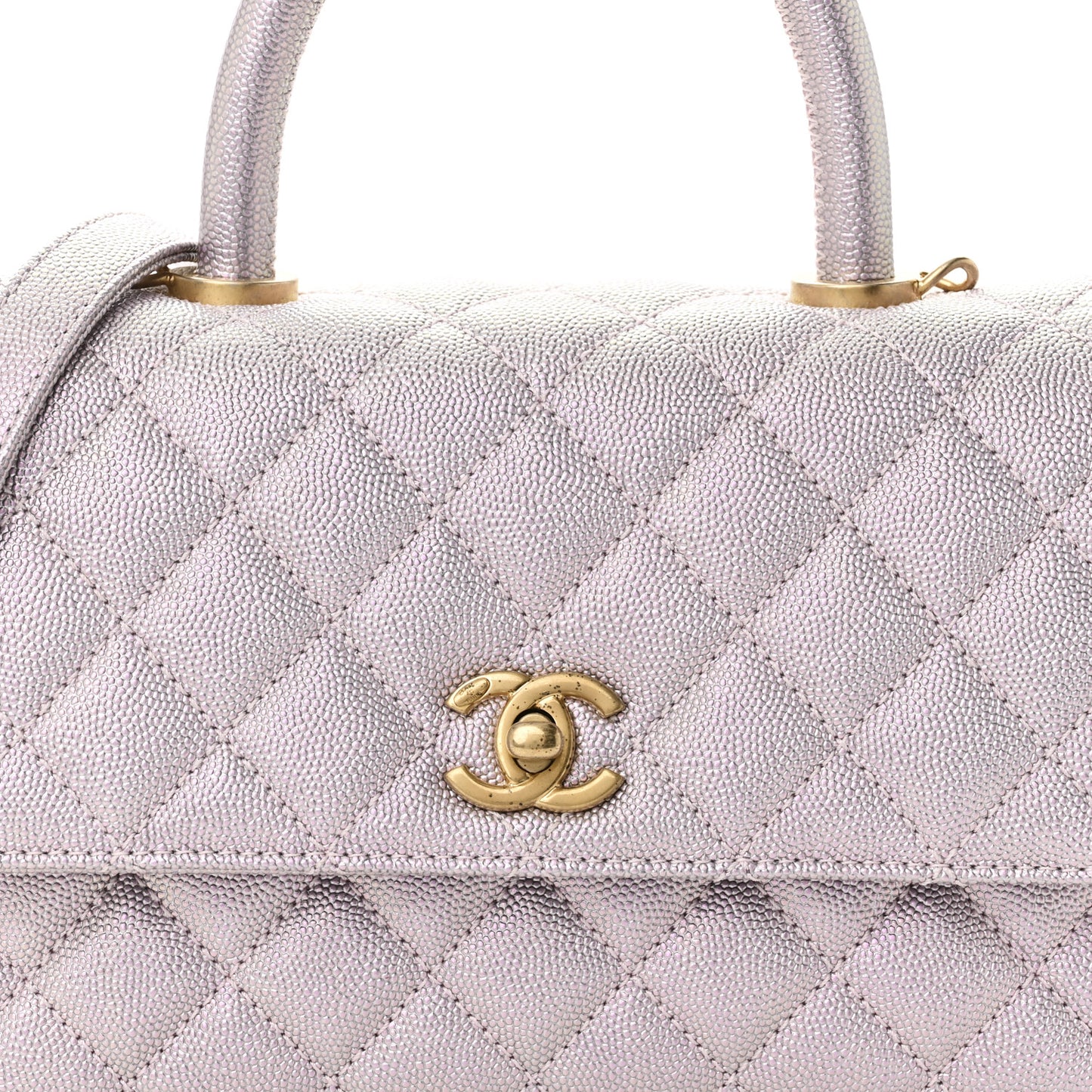 Metallic Caviar Quilted Mini Coco Handle Flap Light Pink