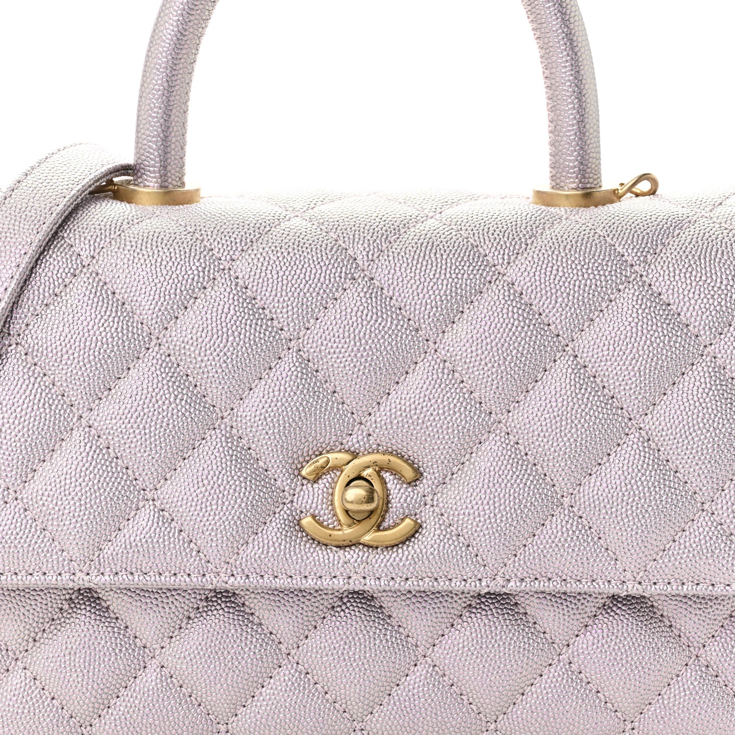 Chanel Metallic Caviar Quilted Mini Coco Handle Flap Light Pink 8 of 11