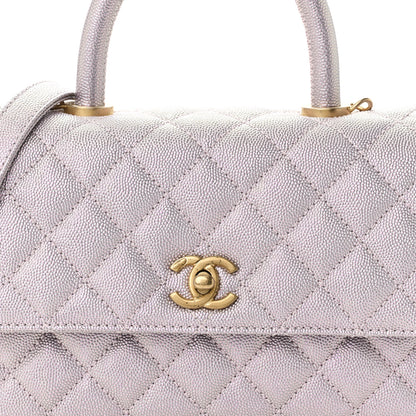 Chanel Metallic Caviar Quilted Mini Coco Handle Flap Light Pink 8 of 11