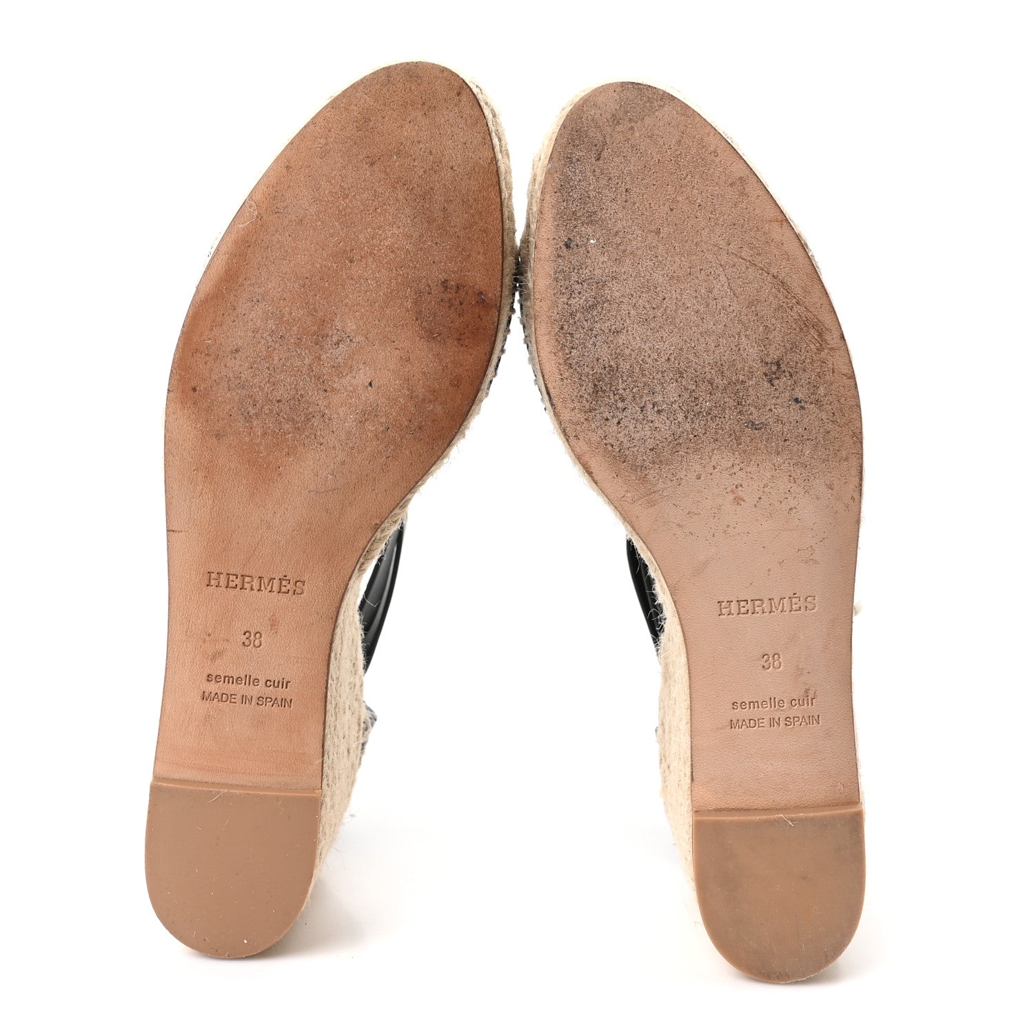 Hermes Calfskin Tipoli Espadrille Wedges 38 Black 6 of 8