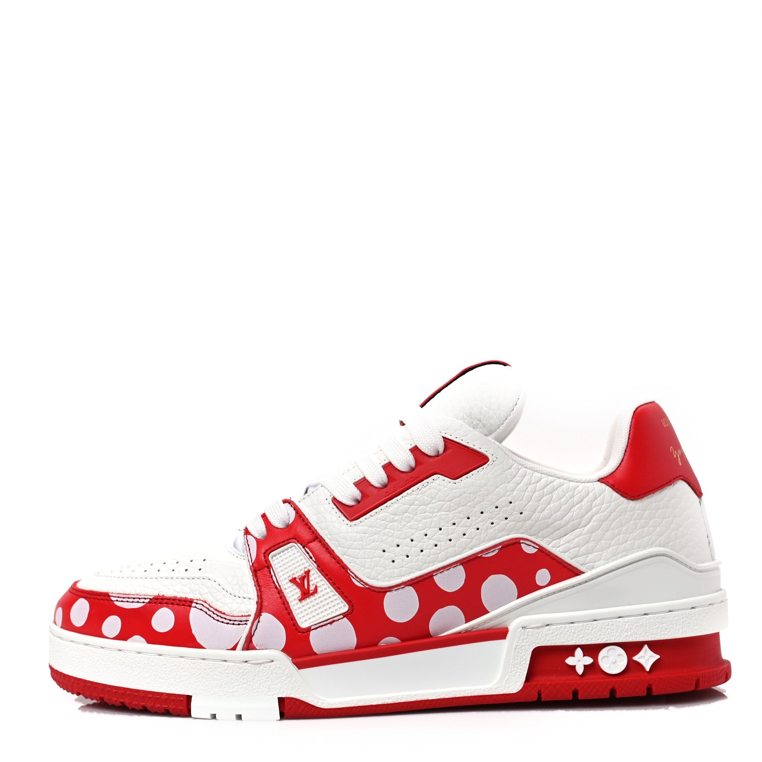 Louis Vuitton LV X YK Calfskin Printed Mens Infinity Dots Trainer Sneakers 6 White Red 1 of 8
