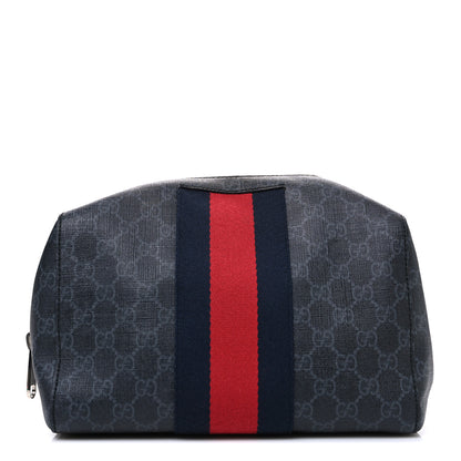 Gucci GG Supreme Monogram Web Toiletry Case Black Grey 1 of 9