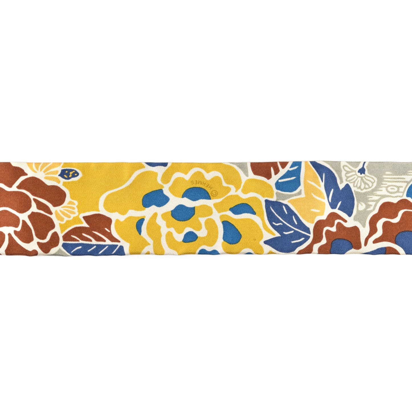 Silk Bingata Twilly Moutarde Bleu Brun
