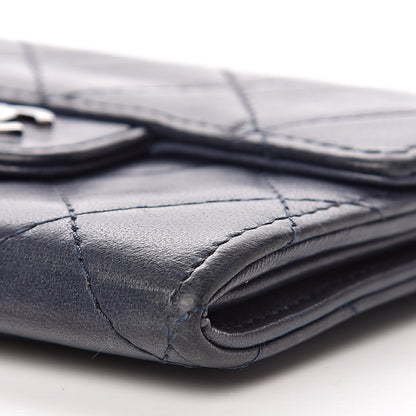 Chanel Lambskin Quilted Flap Card Holder Wallet Navy 10 of 13