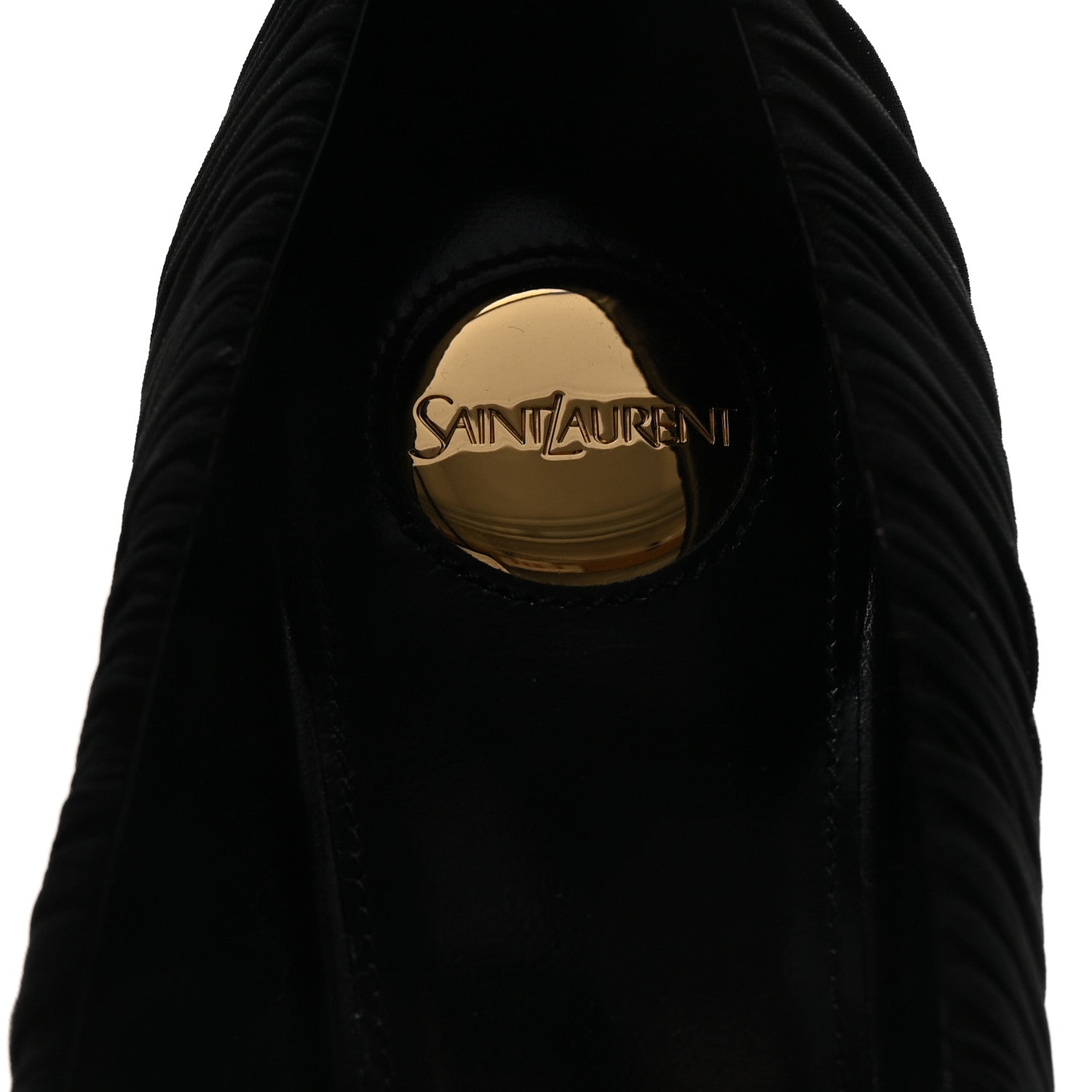 Saint Laurent Ruched Jersey Doville 110 Pump 38.5 Black Innocent Nude 8 of 10