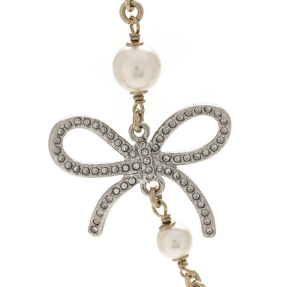 Chanel Pearl Crystal CC Bow Necklace Gold 4 of 6