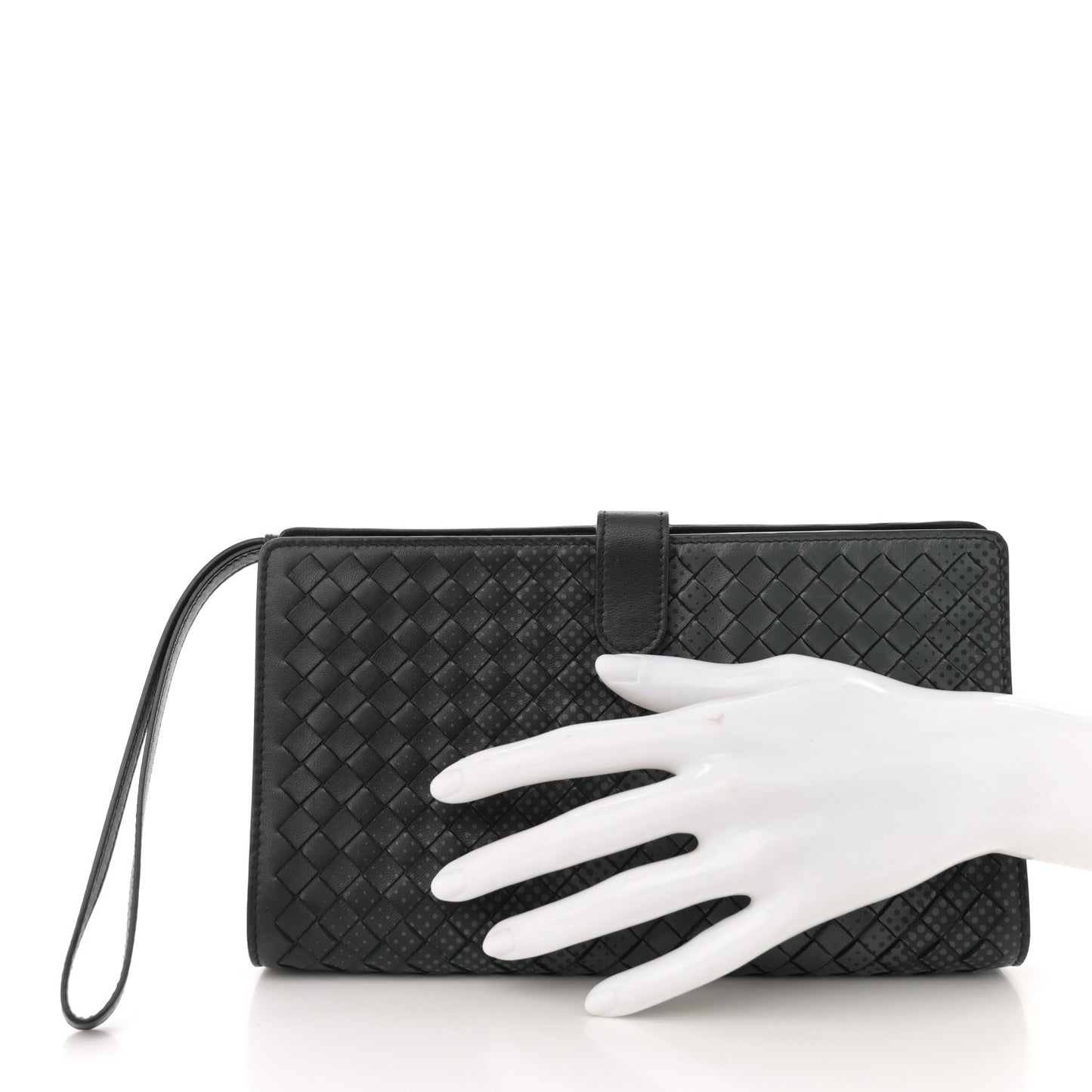 Nappa Intrecciato Gradient Spotted Multi-functional Case Wristlet Black Grey