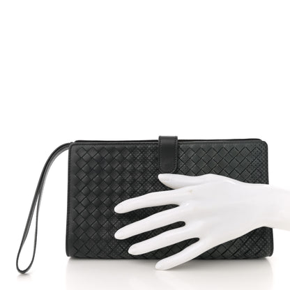 Bottega Veneta Nappa Intrecciato Gradient Spotted Multi-functional Case Wristlet Black Grey 2 of 9