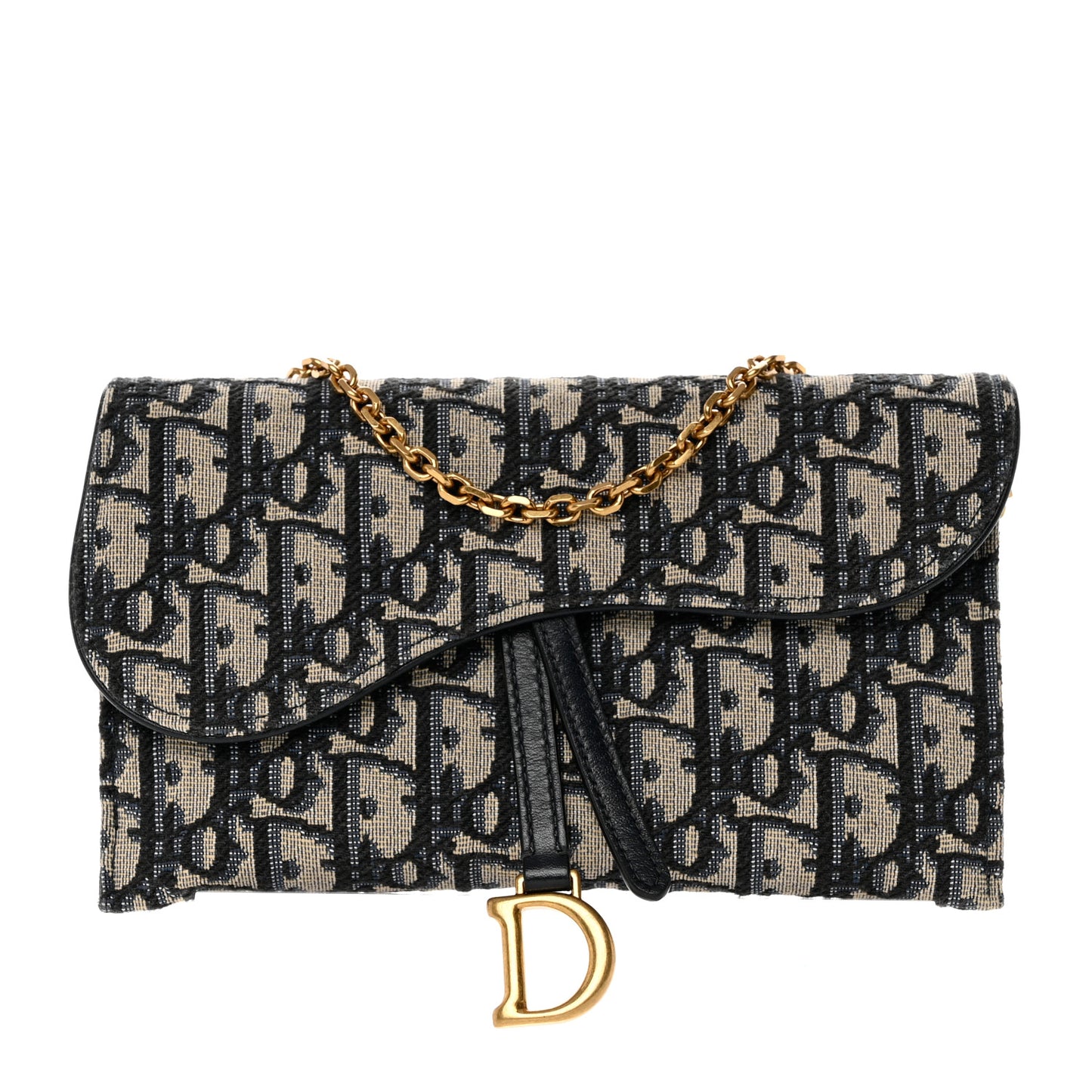Oblique Saddle Chain Long Wallet Blue