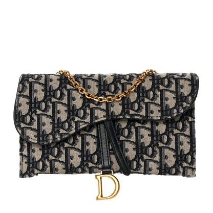 Christian Dior Oblique Saddle Chain Long Wallet Blue 1 of 12
