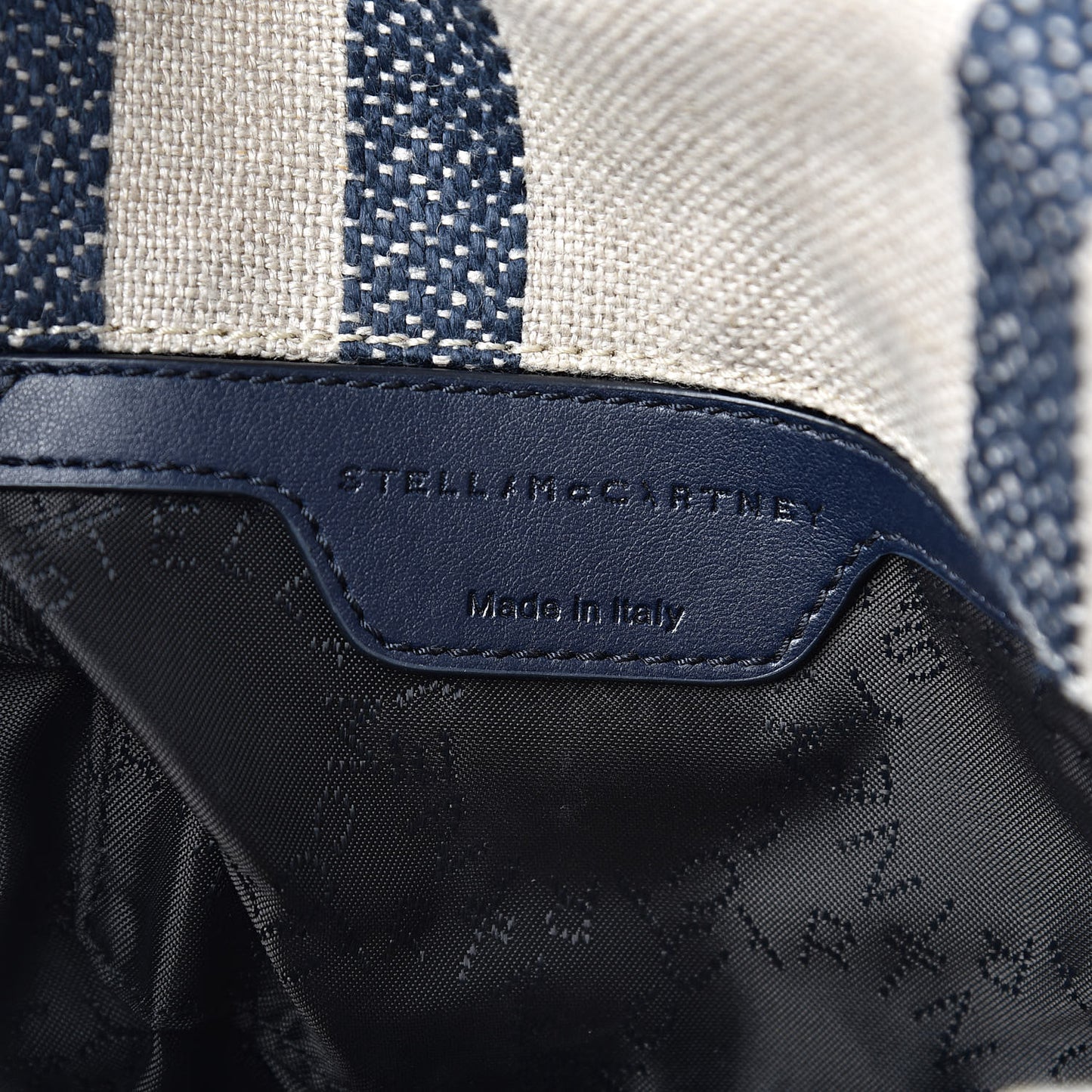Canvas Mini Striped Falabella Fold Over Tote Navy