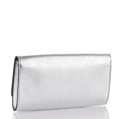 Louis Vuitton Metallic Calfskin Louise EW Lock Clutch Silver 3 of 7