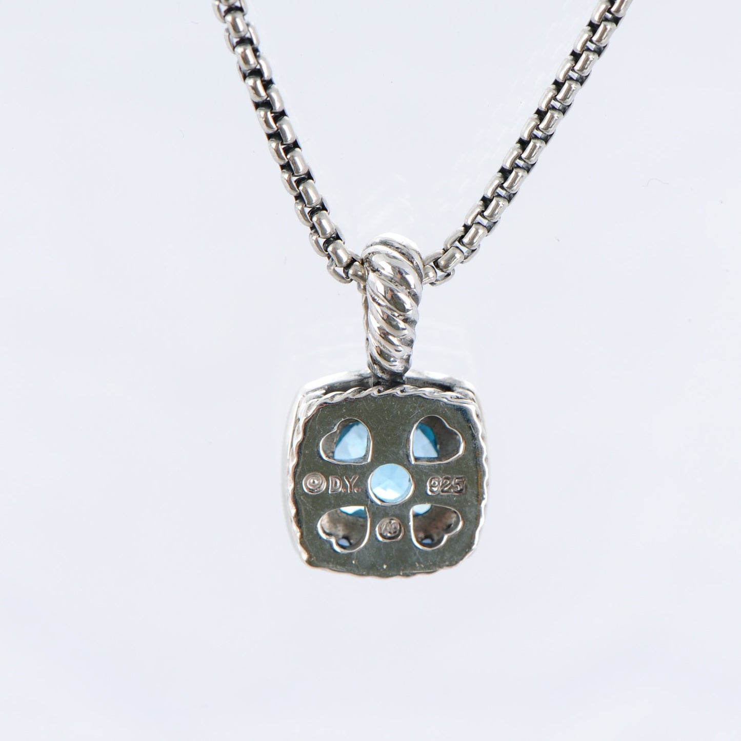 Sterling Silver Blue Topaz Sapphire 7mm Petite Cable Candy Pendant Necklace