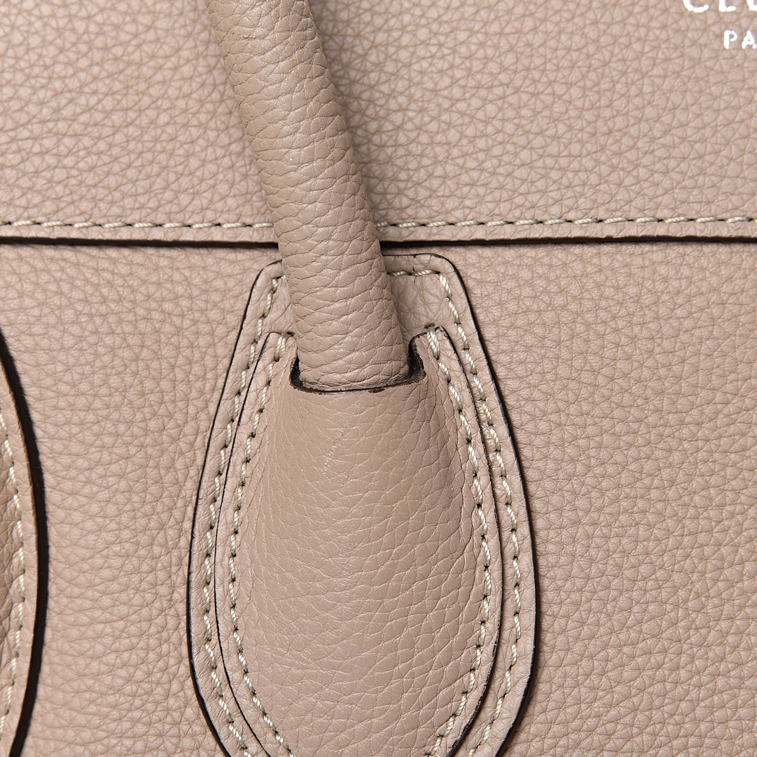 Celine Drummed Calfskin Mini Luggage Dune 10 of 14
