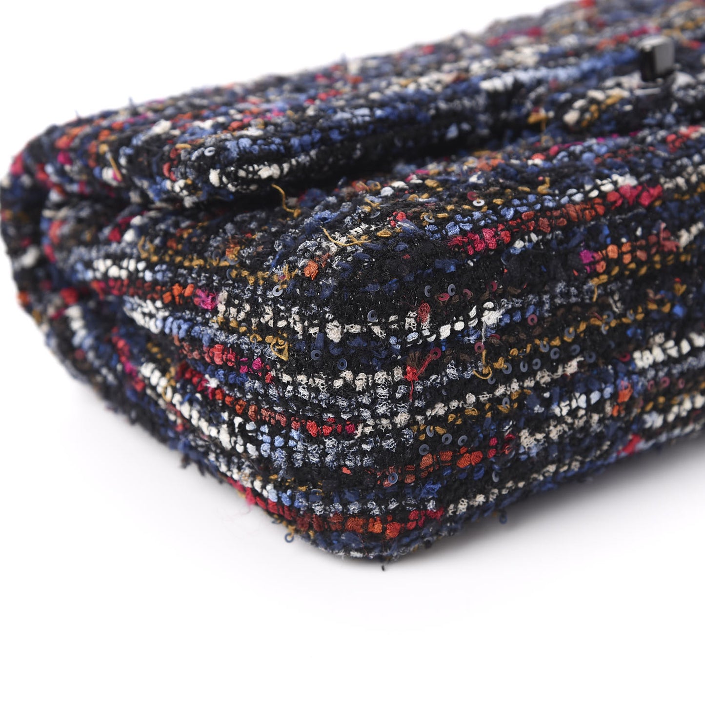 Tweed Sequin Chevron Quilted Medium Double Flap Multicolor