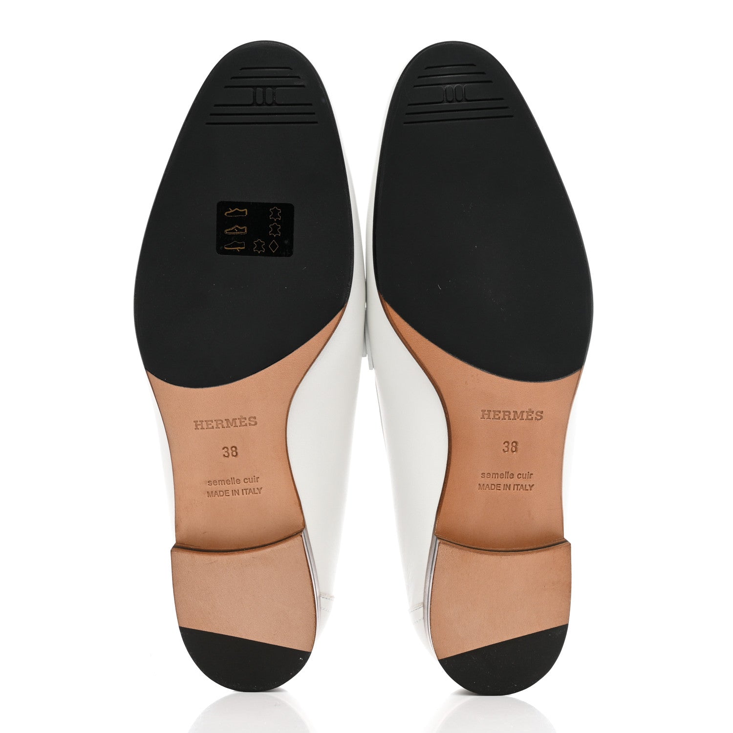 Hermes Calfskin Womens Royal Loafers 38 White 5 of 9