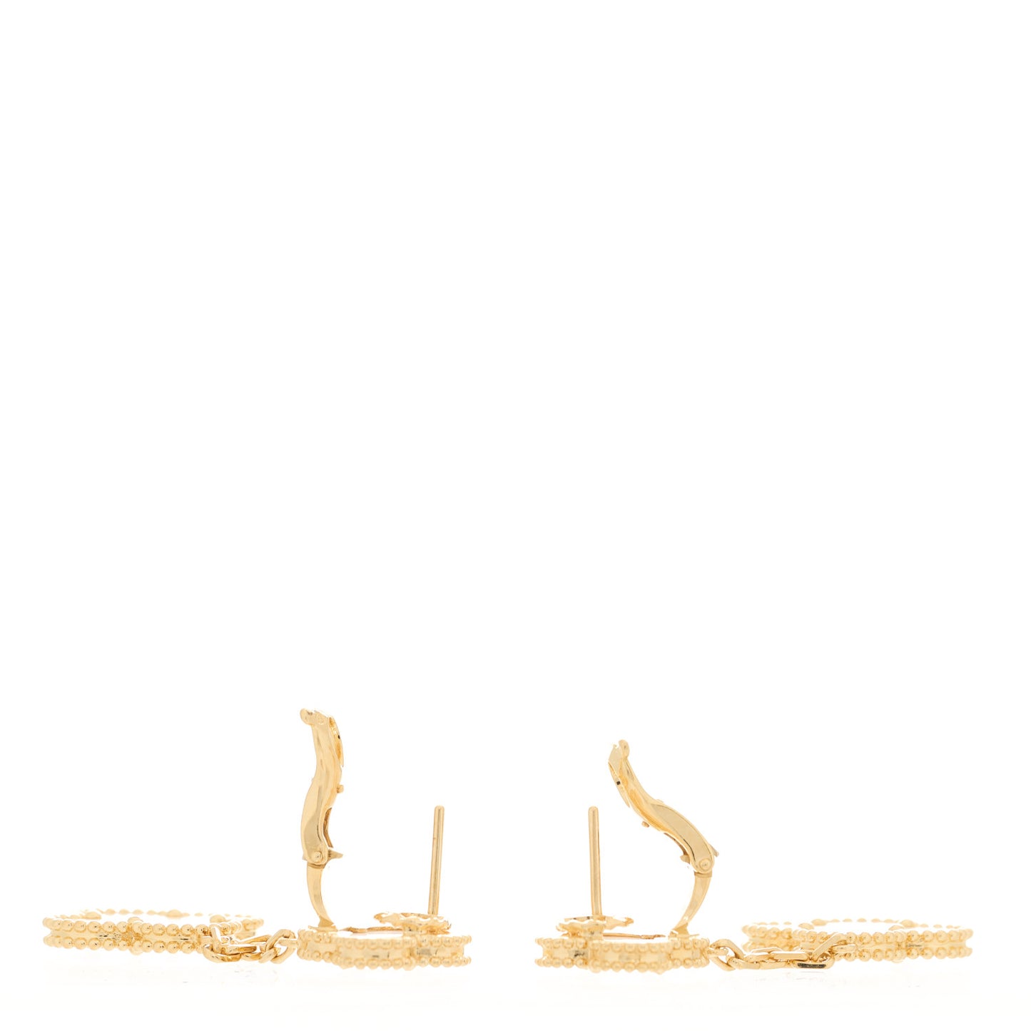 18K Yellow Gold Mother of Pearl 2 Motifs Magic Alhambra Earrings