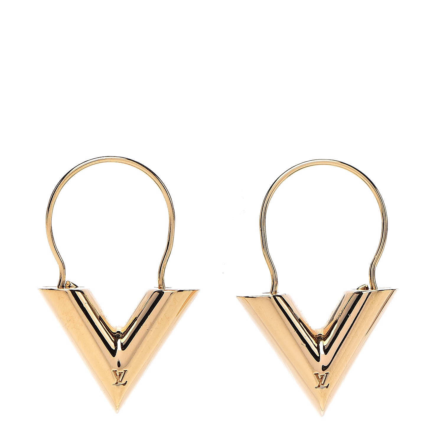 Louis Vuitton Brass Essential V Hoop Earrings Gold 1 of 5