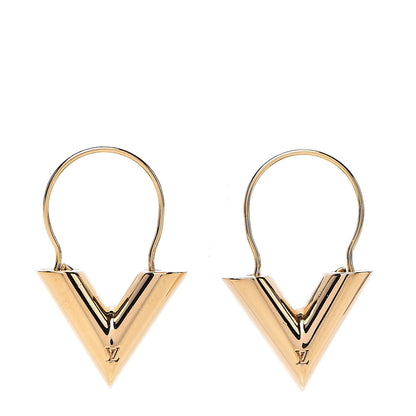 Louis Vuitton Brass Essential V Hoop Earrings Gold 1 of 5