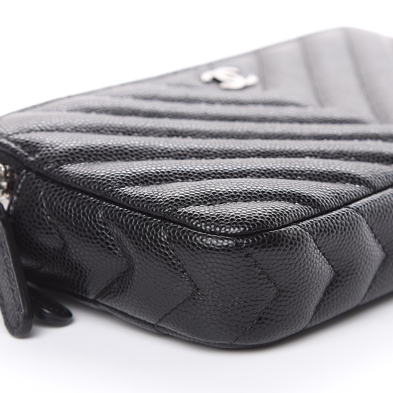 Chanel Caviar Chevron Quilted Small Clutch With Chain Black 11 of 12