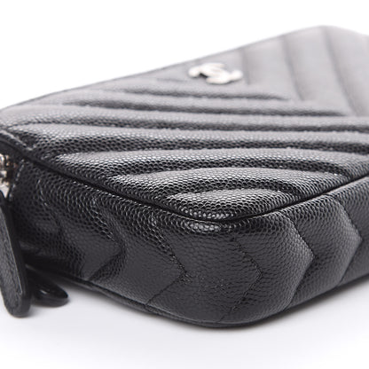 Chanel Caviar Chevron Quilted Small Clutch With Chain Black 11 of 12