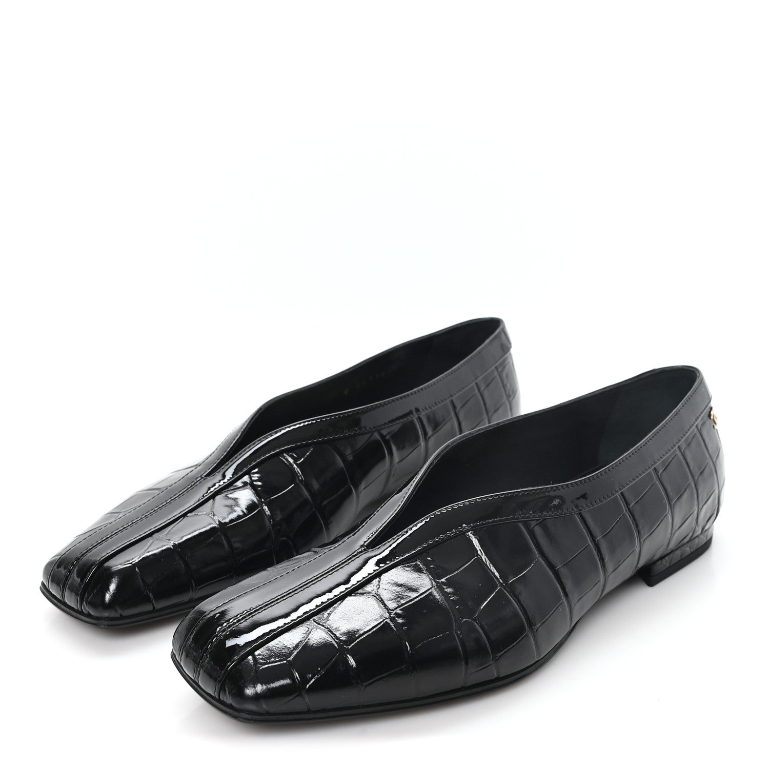 Chanel Crocodile Embossed Patent Calfskin Ballet Flats 36.5 Black 4 of 10