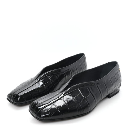 Chanel Crocodile Embossed Patent Calfskin Ballet Flats 36.5 Black 4 of 10