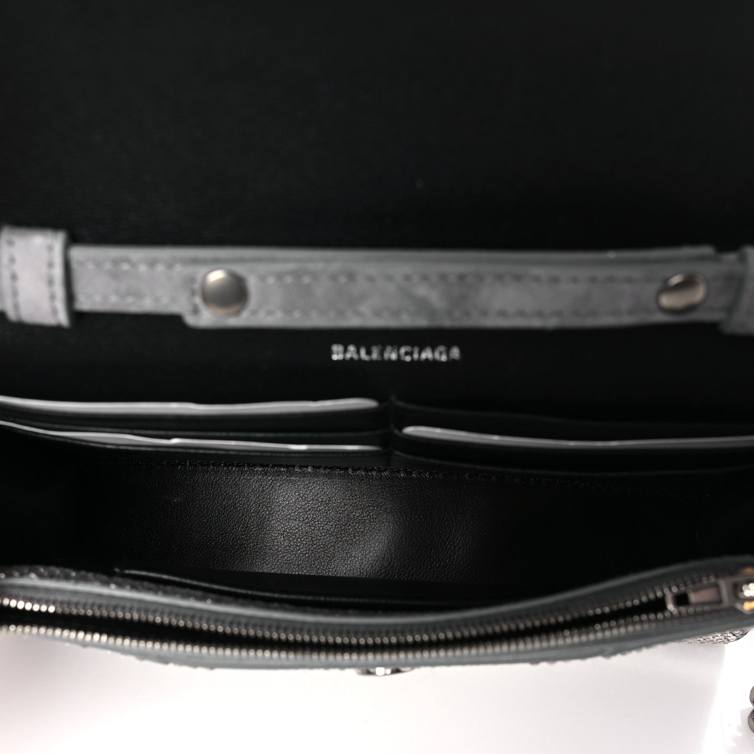 Balenciaga Strass Suede Hourglass Chain Bag Smoke Grey Crystal 5 of 8