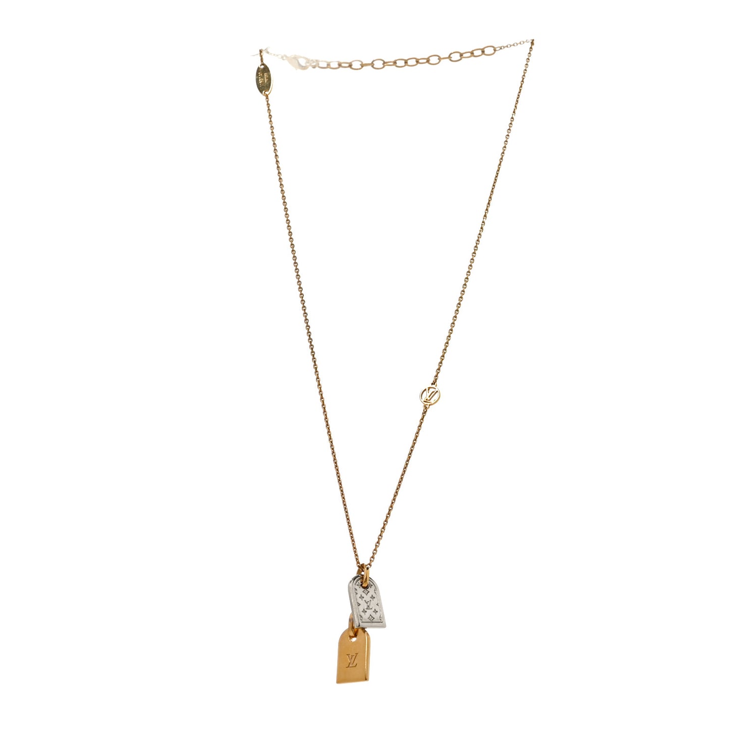 Crystal Precious Nanogram Name Tag Necklace Gold Silver