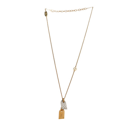 Louis Vuitton Crystal Precious Nanogram Name Tag Necklace Gold Silver 3 of 5