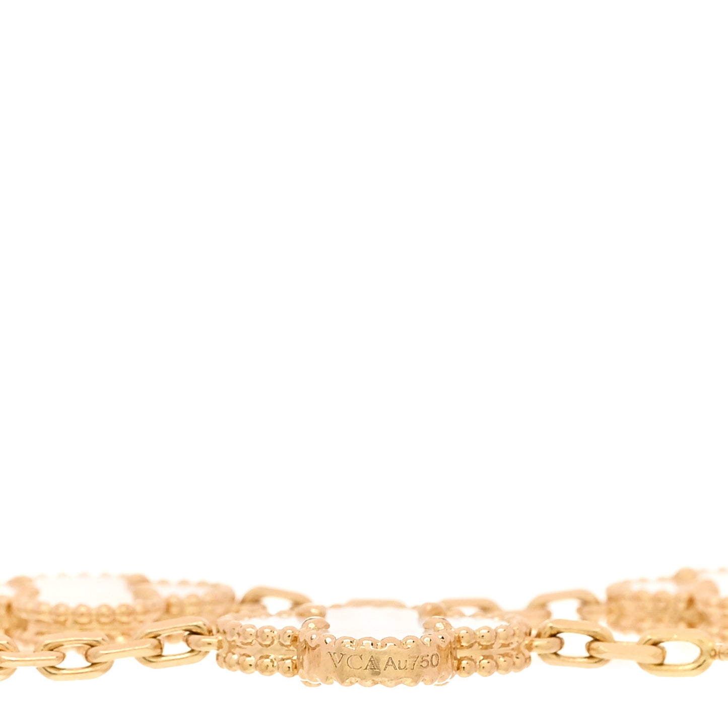 18K Yellow Gold Mother of Pearl 5 Motifs Vintage Alhambra Bracelet