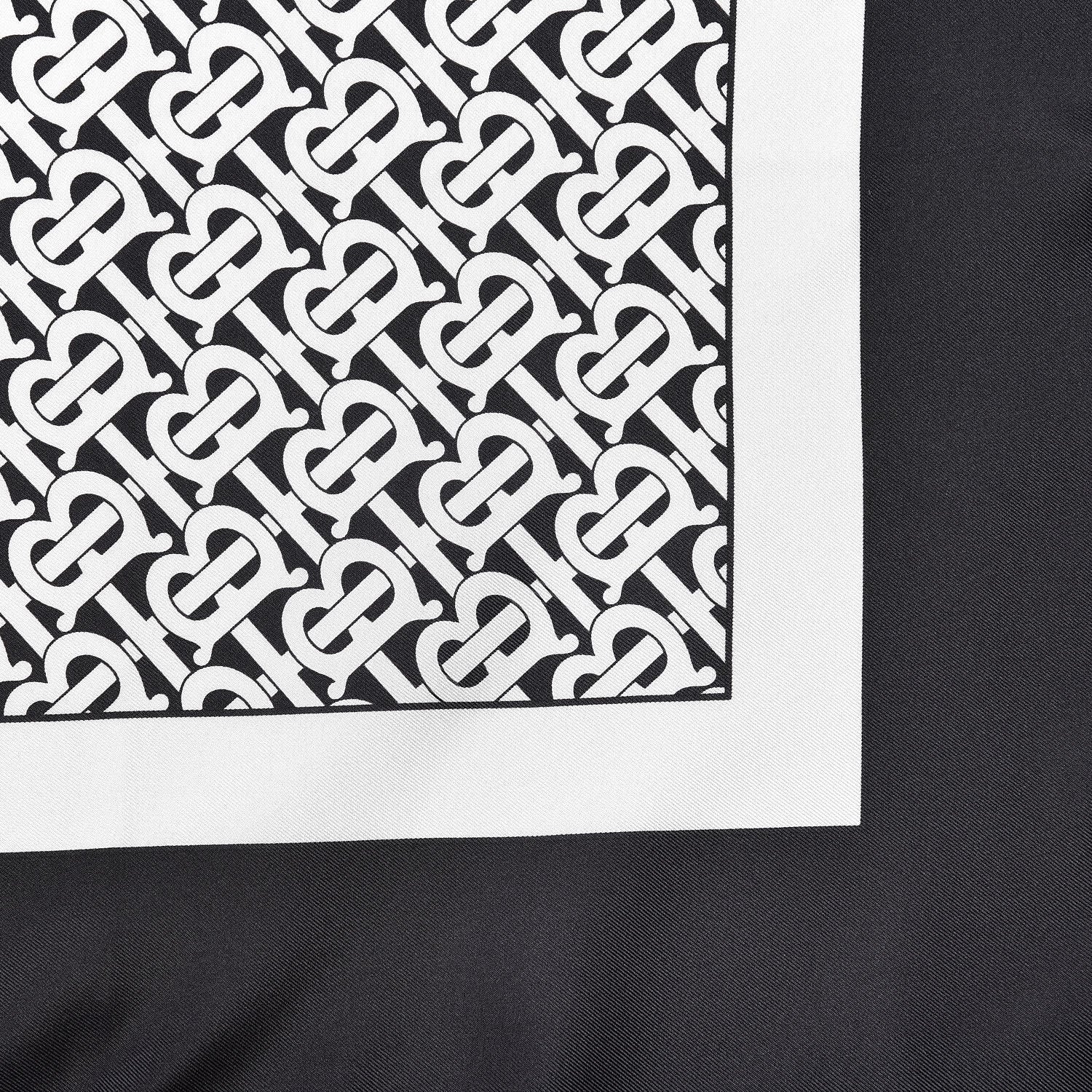 Burberry Silk Monogram Print Square Scarf Black Monochrome 3 of 6