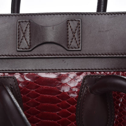Celine Python Smooth Calfskin Mini Luggage Burgundy 10 of 16