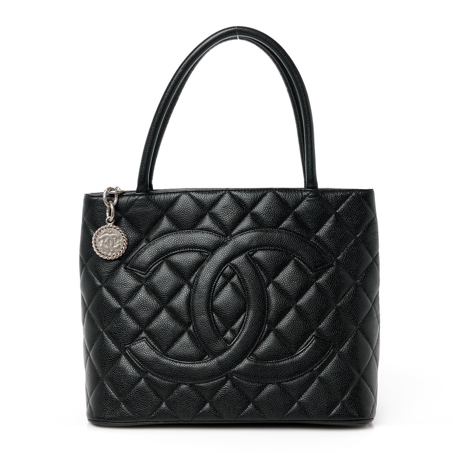 Caviar Quilted Medallion Tote Black