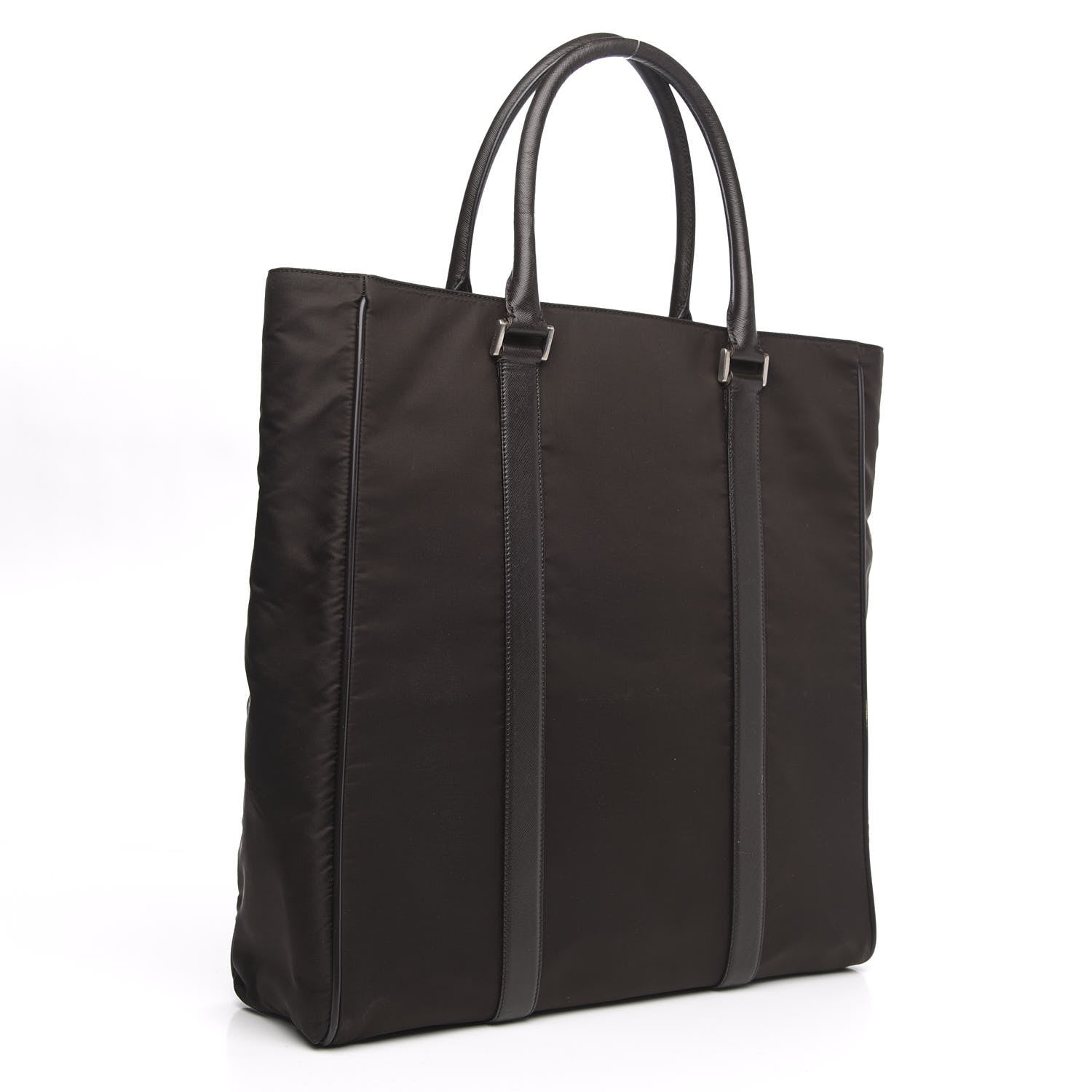 Prada Tessuto Nylon Saffiano Tote Brown 3 of 13